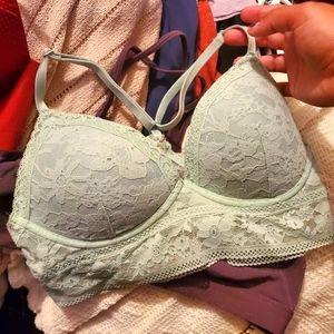 Baby blue (Tiffany) blue push up lace cami bra